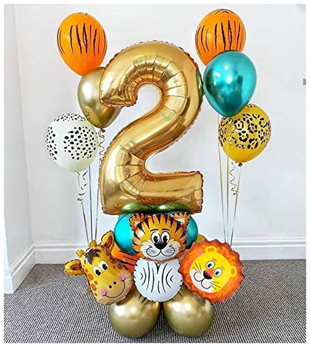 HZWMQDLF Happy Birthday Ballon 18 stücke Dschungel Tier Ballons Set Chrome Metallic Latex Ballon 30inch Goldnummer Globos Geburtstagsfeier Dusche Dekor Luftballons(Number 1) von HZWMQDLF