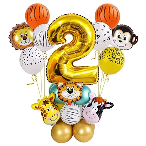 HZWMQDLF Happy Birthday Ballon 27 stücke Safari Dschungel Tier Chrome Metallische Ballons Geburtstag Party Dekorationen L 1 2 3 4 5 6 7 8 9 10 Luftballons(2) von HZWMQDLF