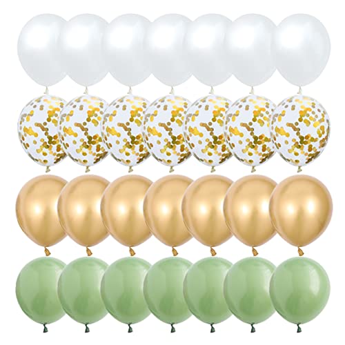 HZWMQDLF Happy Birthday Ballon 40 stücke10inch Avocado sage grüne ballonone Pearl weiß Gold konfetti Ballon Hochzeit dusche Geburtstag Party Dekorationen Luftballons(Avocado Green) von HZWMQDLF