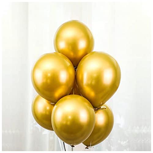 HZWMQDLF Happy Birthday Ballon 50/100 stücke Metallic Latex Ballons 5/10/12 Zoll Gold Silber Chrome Ballon Hochzeit Geburtstag Dekorationen Gold Party Supplies Luftballons(Gold,12inch) von HZWMQDLF