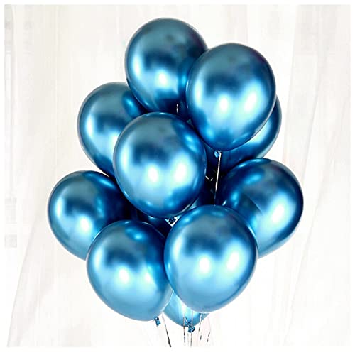 HZWMQDLF Happy Birthday Ballon 50/100 stücke Metallic Latex Ballons 5/10/12 Zoll Gold Silber Chrome Ballon Hochzeit Geburtstag Dekorationen Gold Party Supplies Luftballons(Metallic Blue,12inch) von HZWMQDLF