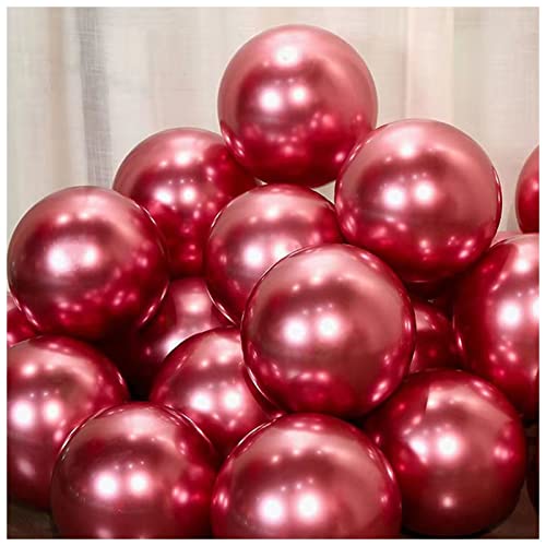 HZWMQDLF Happy Birthday Ballon 50/100 stücke Metallic Latex Ballons 5/10/12 Zoll Gold Silber Chrome Ballon Hochzeit Geburtstag Dekorationen Gold Party Supplies Luftballons(Metallic Red,10inch) von HZWMQDLF