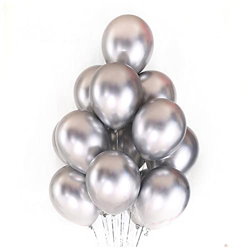 HZWMQDLF Happy Birthday Ballon 50/100 stücke Metallic Latex Ballons 5/10/12 Zoll Gold Silber Chrome Ballon Hochzeit Geburtstag Dekorationen Gold Party Supplies Luftballons(Metallic Silver,12inch) von HZWMQDLF