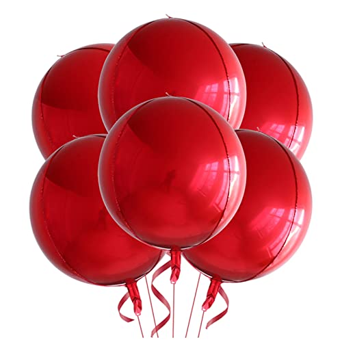 HZWMQDLF Happy Birthday Ballon 6 stücke 22 inchs Rose Gold Big 4d ballone 360 ​​Grad runde metallic Rose Gold ballone Geburtstags dusche Hochzeit Dekorationen Luftballons(Red) von HZWMQDLF