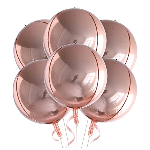 HZWMQDLF Happy Birthday Ballon 6 stücke 22 inchs Rose Gold Big 4d ballone 360 ​​Grad runde metallic Rose Gold ballone Geburtstags dusche Hochzeit Dekorationen Luftballons(Rose Gold) von HZWMQDLF