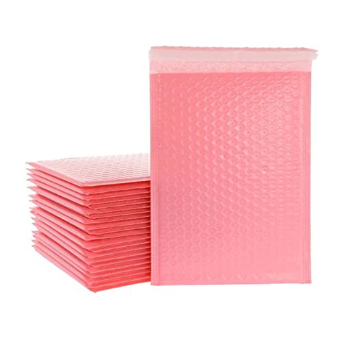 Luftpolsterumschläge 50 stücke Mailer Poly Blase Gepolsterte Mailing Umschläge for Mailer Geschenk Verpackung Selbstversiegelungsbeutel Blase Polsterung Schwarz Rosa Blau Luftpolsterumschläge(Pink-50p von HZWMQDLF