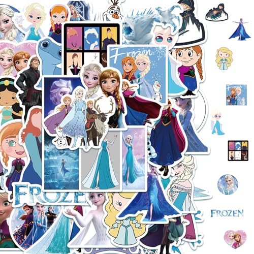 100 Stück Frozen Aufkleber, Elsa Sticker, Eiskönigin Sticker, Kinder Aufkleber Mädchen, Laptop Scrapbook Skateboard Wasserfeste Vinyl Stickers, Cartoon Anime Sticker für Kinder, Teenager, Erwachsene von HaOrchid