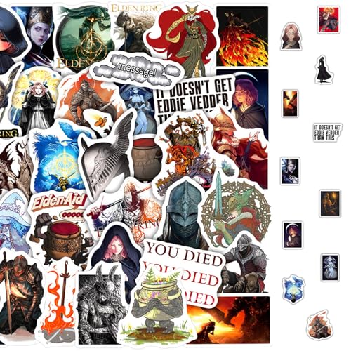 Elden Ring Aufkleber, 100 Stück Der Ringe Spiel Stickers, Gaming Spiel Sticker, Cartoon Animation Aufkleber, Sticker Cool für Laptop Skateboard, Wasserdichte Vinyl Sticker für Erwachsene Kinder von HaOrchid