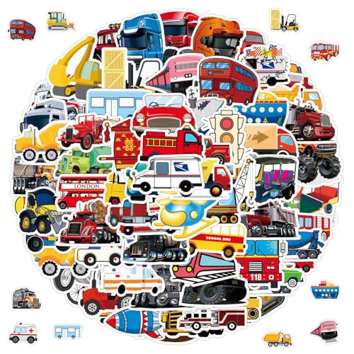 100 Stück Bagger Sticker, Fahrzeug Aufkleber für Kinder, Cartoon Auto Graffiti Sticker Set, Baumaschinen Traktor Stickers, Wasserdichte Vinyl Aufkleber für Laptop, Scrapbooks, Koffer von HaOrchid