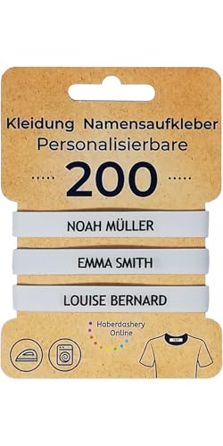 200 personalisierte Namensetiketten Stoffetiketten, ideal für Ihre Kinder. Bügeletiketten zum Beschriften von Textilien Geeignet für Kindergärten, Schulen von Haberdashery Online