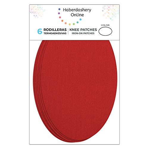 6 Patches zum aufbügeln farbe Rot. Bügeleisen Reparatursatz 16 x 10 cm. RP5 von Haberdashery Online