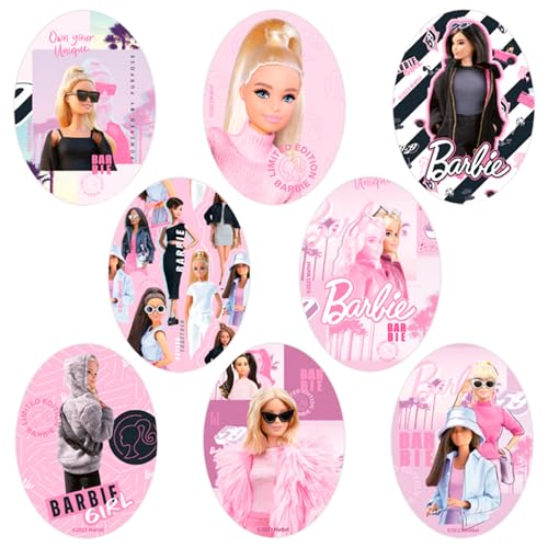 8 x Barbie Knieschoner zum Aufbügeln auf Kleidung zum Aufbügeln Applikationen zum Aufbügeln und Reparieren von Hosen, Jacken, Pullovern, Rucksäcken von Haberdashery Online