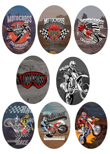 8 x Motocross-Knieschoner zum Aufbügeln auf Kleidung, zum Aufbügeln auf Kleidung, zum Aufbügeln von Hosen, Jacken, Pullovern, Rucksäcken, Morgenmänteln etc. (8556) von Haberdashery Online