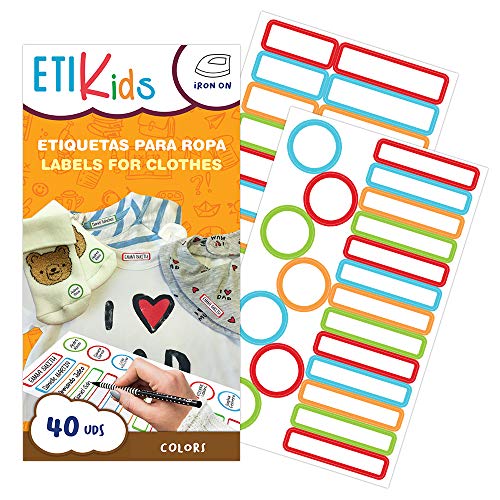 ETIKIDS Personalisierbare Kleideretiketten für Kindertagesstätten und Schule, 40 Stück (Color) von Haberdashery Online