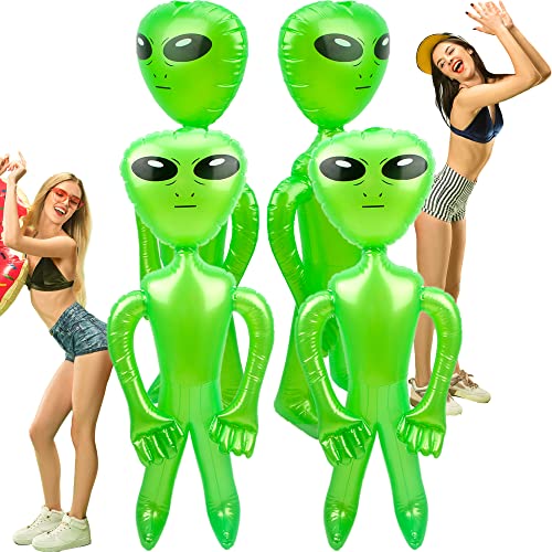 Haconba 4 Stück 170 cm riesige aufblasbare Alien grün aufblasbar Alien Jumbo aufblasbare Aliens für Alien Mottoparty Halloween Home Decor von Haconba