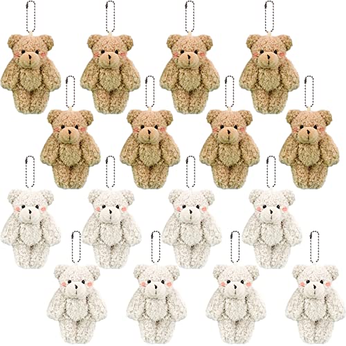 Haconba Mini-Teddybär, kleiner Plüschbär, kleines Plüschbär, Spielzeug für Schlüsselanhänger, Babyparty, Hochzeit, Basteln, Party, Gastgeschenk, 16 Stück von Haconba