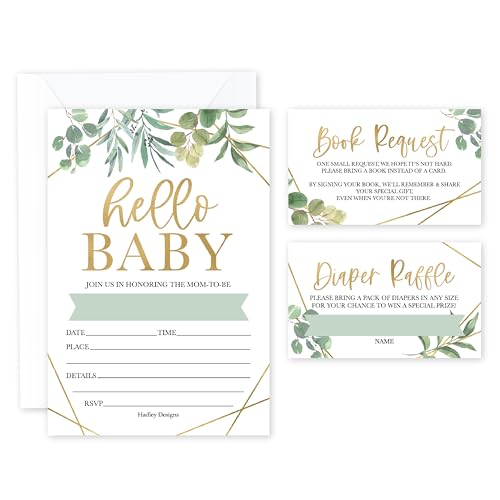 Hadley Designs Greenery Einladungen zur Babyparty, geschlechtsneutral, Babyparty-Einladungen für Mädchen, Jungen, Babyparty-Einladungen für Jungen, Jungen, Mädchen, Babyparty-Einladungen mit von Hadley Designs