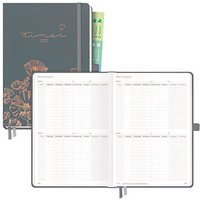 Häfft® Verlag Buchkalender Poppy 2024/2025 grau, rosé von Häfft® Verlag