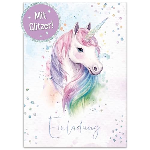 Häfft® Lernfreunde 12 x Einladungskarten Kindergeburtstag A6 "Einhorn" Party-Einladungen für Kinder, Geburtstags-Einladungen - nachhaltig & klimafreundlich von Häfft