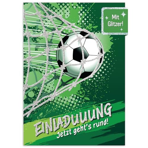 Häfft® Lernfreunde 12 x Einladungskarten Kindergeburtstag A6 "Fußball" Party-Einladungen für Kinder, Geburtstags-Einladungen - nachhaltig & klimafreundlich von Häfft