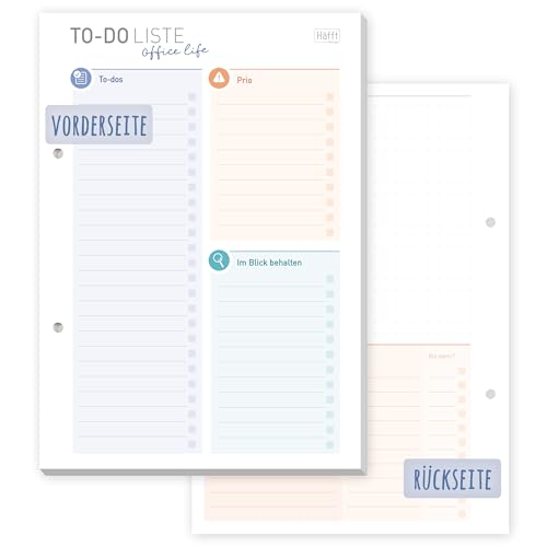 Häfft® A5 To-do Listen Block "Office Life" 50 Blatt - mit Prios, To-do-Tracker & freiem Platz für Notizen - klimafreundlich und nachhaltig von Häfft
