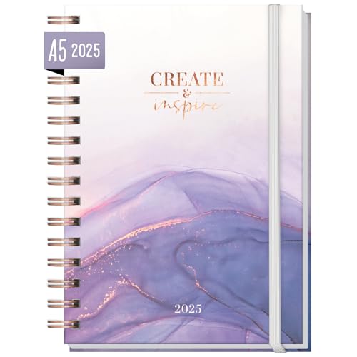 Häfft® Lieblings-Timer Kalender 2025 A5 "Purple Ocean" Hardcover Terminplaner, Spiralkalender, Terminkalender, Wochenplaner, Ringbuch Planner - nachhaltig & klimafreundlich von Häfft