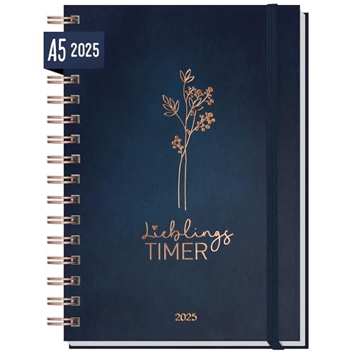 Häfft® Lieblings-Timer Kalender 2025 A5 "Cute Flower" Hardcover Terminplaner, Spiralkalender, Terminkalender, Wochenplaner, Ringbuch Planner - nachhaltig & klimafreundlich von Häfft