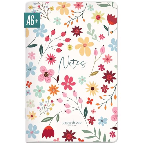 paper&you® Notizheft A6+ dotted "Wild Flower" mit 64 Seiten, Notizbuch klein, Mini Bullet Journal - nachhaltig & klimafreundlich von Häfft