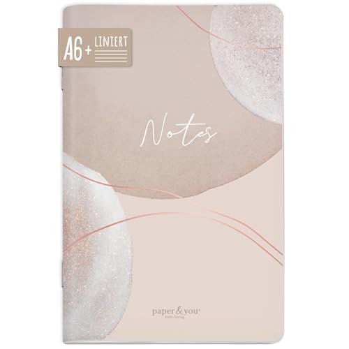 paper&you® Notizheft A6+ liniert "Soft Beige" mit 64 Seiten, Softcover Notizbuch klein, liniertes Mini Journal - nachhaltig & klimafreundlich von Häfft