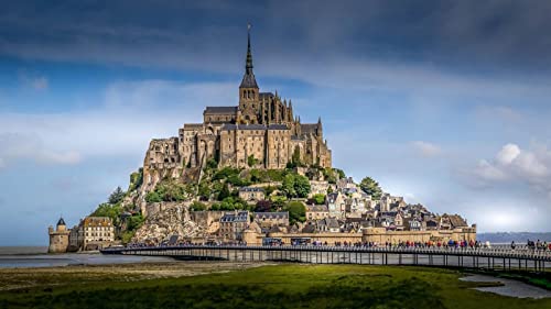 Haeran River Mont Saint Michel Festung Normandie Frankreich Diy 5D Diamond Painting By Number Unique Kits Home Wall Decor Crystal Strass Wall Decor von Haeran River