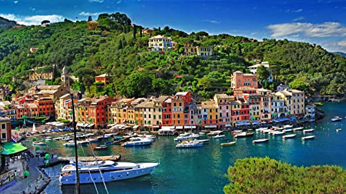 Haeran River Portofino Italien Sea Boats Houses Diy 5D Diamond Painting By Number Unique Kits Home Wall Decor Crystal Strass Wall Decor von Haeran River