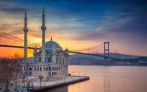 Haeran River Türkei Istanbul Brücke Moschee Diy 5D Diamond Painting By Number Unique Kits Home Wall Decor Crystal Strass Wall Decor von Haeran River