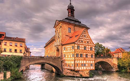 Haeran River Vollbohrer Bamberg Altes Rathaus Brücke Bayern Deutschland Diy 5D Diamond Painting By Number Unique Kits Home Wall Decor von Haeran River