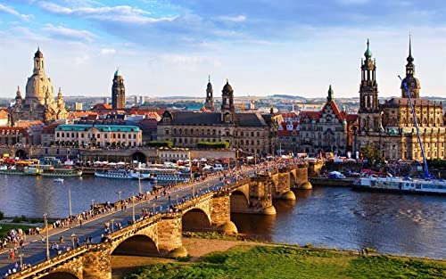 Haeran River Vollbohrer Gusto Brücke Dresden Altstadt Elbe Diy 5D Diamond Painting By Number Unique Kits Home Wall Decor von Haeran River