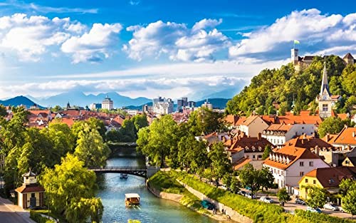 Haeran River Vollbohrer Ljubljana Hauptstadt Sloweniens Sommer Fluss Diy 5D Diamond Painting By Number Unique Kits Home Wall Decor von Haeran River