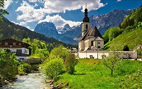 Haeran River Vollbohrer St Sebastian Kirche Ramsauer Deutschland Diy 5D Diamond Painting By Number Unique Kits Home Wall Decor Crystal Strass Wall Decor von Haeran River