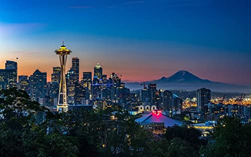 Vollbohrer Seattle Sunset Kerry Park Stadtansicht Diy 5D Diamond Painting By Number Unique Kits Home Wall Decor von Haeran River