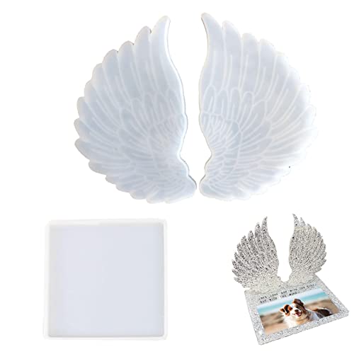 Hagar 3 Stück Große Quadratische Silikonform, Engelsflügel Form Set Epoxidharz Formen 3D Engel Flügel Silikon Angel Wing Resin Molds Für DIY Untersetzer,Gedenkkerzenhalter, Fotorahmen von binoa