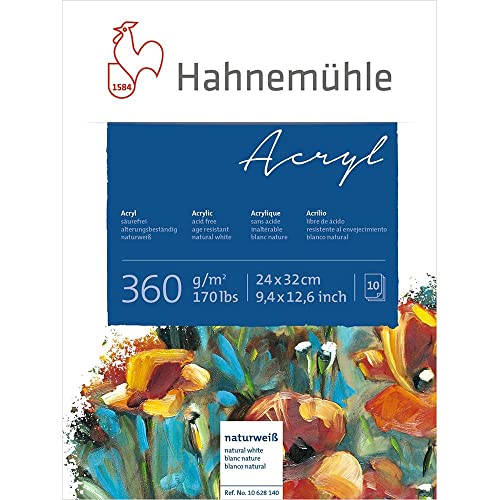 Hahnemühle Acryl 360, Acrylmalblock, naturweiß, 360 g/m², 24x32cm, 10 Blatt von Hahnemühle