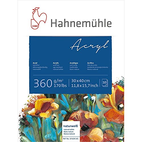 Hahnemühle Acrylblock 360g/m², 30x40cm, 10 Blätter, Acrylmalpapier, Kunstpapier, Aquarellmalerei von Hahnemühle