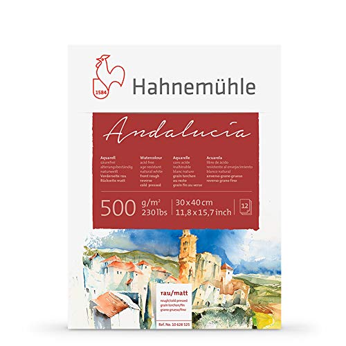 Aquarellblock Andalucía rau/matt 500g/m², 30x40cm, 12Blatt von Hahnemühle