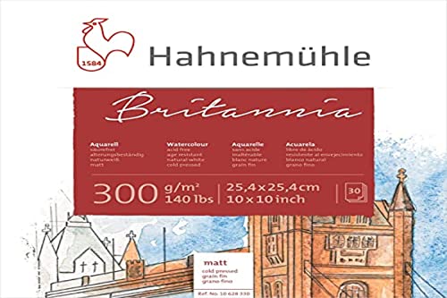 Hahnemühle Britannia Aquarellblock, mattes naturweißes Aquarellpapier, 300 g/m², 30 Blatt, 25,4 x 25,4 cm von Hahnemühle