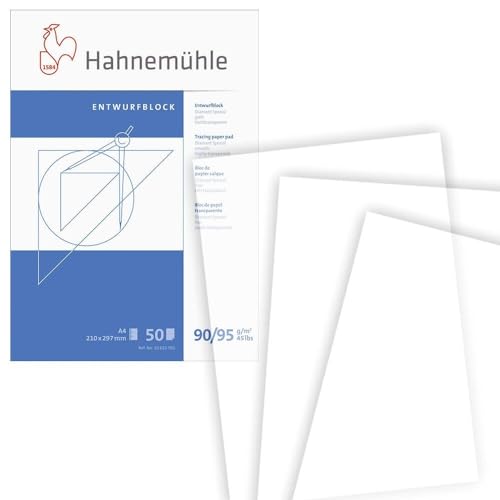 Hahnemühle 10622501 Transparentpapierblöcke, Skizzenpapierblöcke Transparentblock A4 90/95 g/qm von Hahnemühle