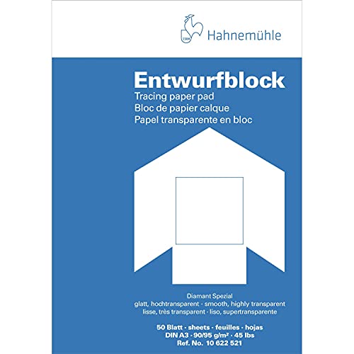 Hahnemühle 10622521 Transparentpapierblöcke, Skizzenpapierblöcke Transparentblock A3 90/95 g/qm von Hahnemühle