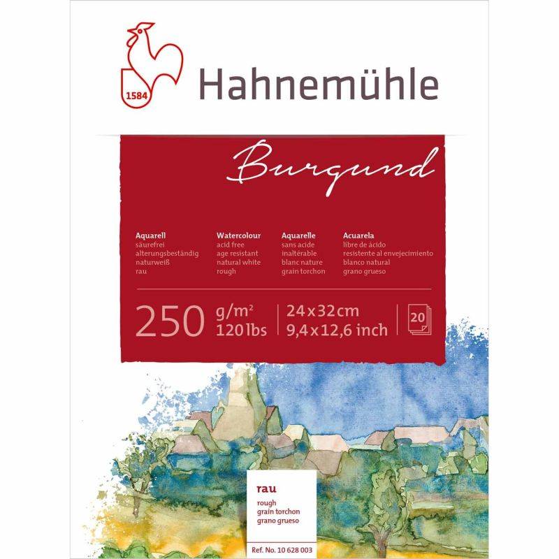 Aquarellblock Burgund rau 20 Blatt von Hahnemühle