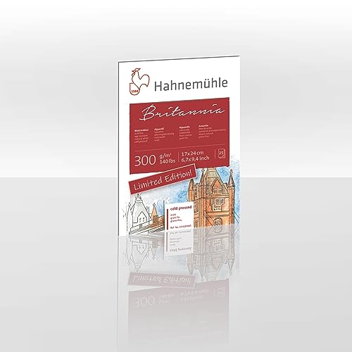 Hahnemühle Aquarellblock Britannia, matt, 300 g/m², 25 Blatt, Limited Edition (17 x 24 cm) von Hahnemühle