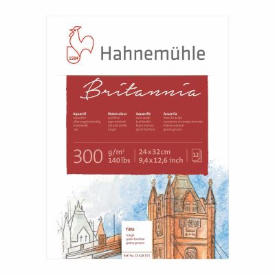 Aquarellblock Britannia rau 300g/m² 12 Blatt von Hahnemühle