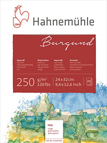Hahnemühle Aquarellkarton Burgund, rau, 250 g/m², 24 x 32 cm, 20 Blatt von Hahnemühle