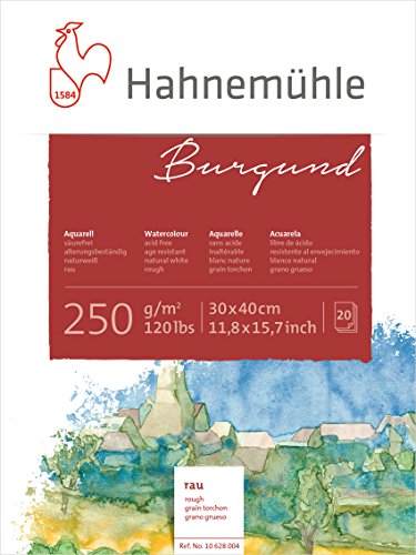 Hahnemühle Aquarellkarton Burgund, rau, 250 g/m², 30 x 40 cm, 20 Blatt von Hahnemühle