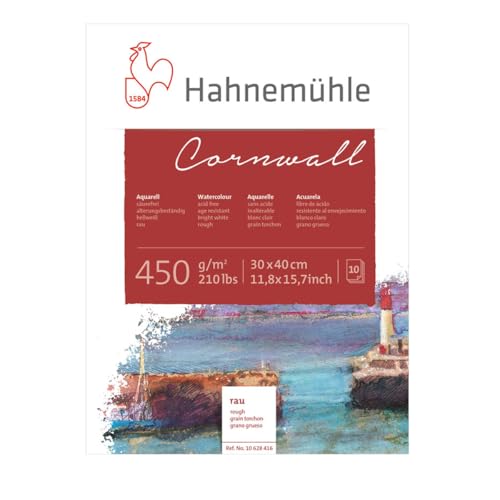 Hahnemühle CORNWALL Aquarellblock, 10 Blatt, 450g rauh, 30 x 40 cm von Hahnemühle